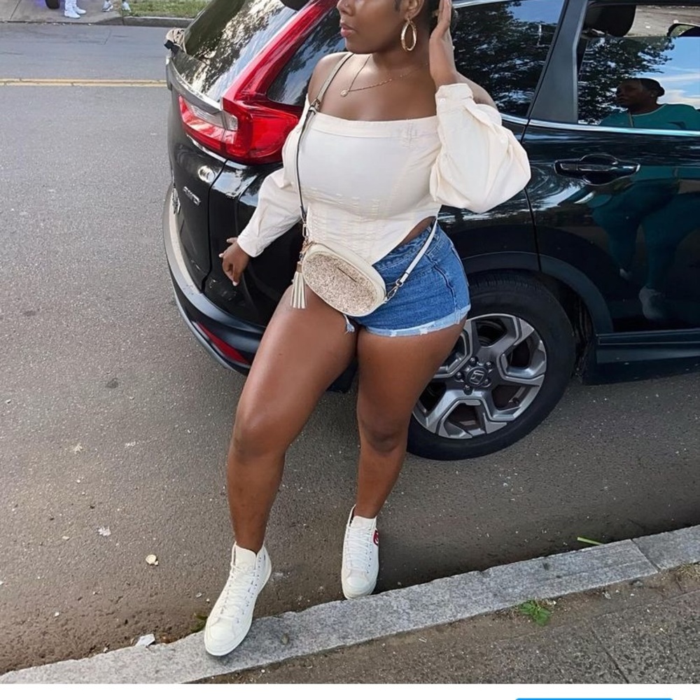 Blue denim shorts